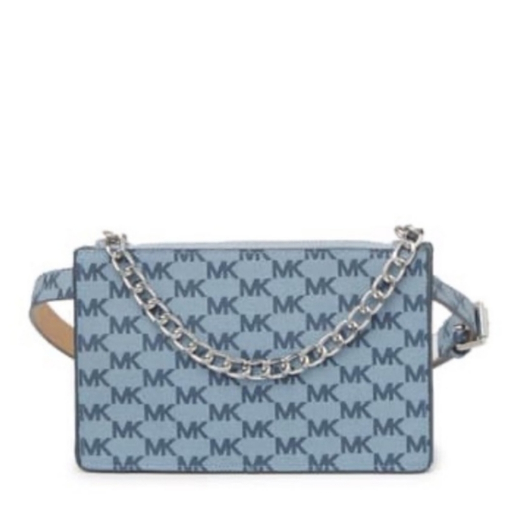 Blue Michael Kors belt chain purse